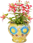 Sungmor Ceramic Hand Painted Succulent Flower Pots, 9 Inch Large Pottery Pots for Indoor Outdoor Plants, Decorative Ceramic Vase for Flower Arrangement Home Decor, Vintage Centerpieces Flowerpot