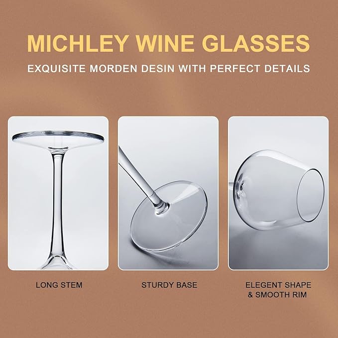MICHLEY Floating Wine Glasses for Pool 18 OZ Unbreakable Tritan Plastic Stemmed Red Wine Glasses Ideal for Beach Bar Camping Dishwasher Safe, Set of 2