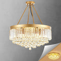 9-Light Gold Crystal Chandelier Contemporary 22'' Modern Semi Flush Mount Crystal Hanging Light Sparkling Decoration for Bedroom Entryway Living Dining Room Kitchen Island Hallway