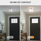 Semi Flush Mount Ceiling Light Fixture,Bedroom Ceiling Lights,12.6'' Light Fixtures Ceiling Mount,Drum Light Fixture,3-Light Modern Close to Ceiling Lamps for Living Room Dining Room Kitchen Entryway