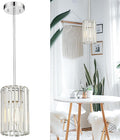 Polished Chrome Crystal Pendant Light, Modern Hanging Light Fixture, Mini Chandelier for Kitchen Dinning Room Bedroom, CKPL5510-1P-PC