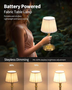 KDG Cordless Portables Table Lamp Set of 2, LED Fabric Shade Small Desk Lamps, 5000mAh Battery Powered Lighting, 2700K Stepless Dimmable Light for Living Room, Dining Room, Bedroom, Bedside (Bronze)