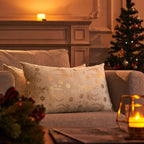 Topfinel Christmas Pillow Covers 12x20 Set of 2,Xmas Cream Velvet Snowflake Reindeer Decorative Pillow Case Winter Holiday Decor for Home Couch,White and Gold