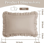KKJIAF Ruffle Pillow Cases King Size Set of 2, Ruffled Pillow Covers with Envelope Closure, Wrinkle Resistant Pillowcases 20" x 36", Ruffled Pillow Shams, Khaki