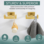 Angle Simple Double Towel Hook Brushed Gold 2 PCS, SUS304 Stainless Steel Bathroom Hand Towel Holder, Double Robe Hook for Wall
