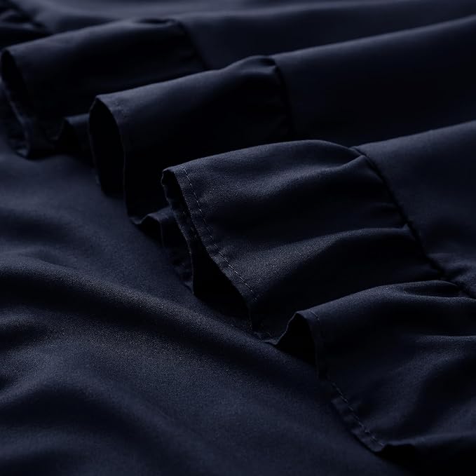 KKJIAF Ruffle Pillow Cases 26x26 Inches, Navy Blue Square Ruffled Pillow Covers Set of 2, Microfiber Wrinkle Resistant Pillow Shams with Envelope Closure for Sofa Bed Living Room