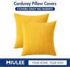 MIULEE Pack of 2 Golden Yellow Pillow Covers 18x18 Inch Soft Decorative Throw Pillow Covers Corduroy Pillowcases for Spring Sofa Bedroom Couch