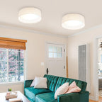 Hamilyeah 15 inch Ceiling Light Flush Mount Set of 2, LED Kitchen Lighting Fixture Ceiling Mount with Fabric Shade, 5CCT Drum Ceiling Light Fixture Overhead for Living Room, Kitchen, Bedroom, Hallway