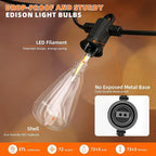 Kawaya Outdoor Lights String LED Patio Lights: 150FT Waterproof Commercial Grade Vintage String Lights for Outside - 72+3 Shatterproof ST38 Edison Bulbs for Porch Bistro Backyard Cafe (75FTx2)