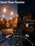 luckystyle 30FT LED Outdoor String Lights with Remote, 10+ 1 Shatterproof Bulbs Waterproof and Dimmable Patio Lights for Porch, Garden, Backyard, Deck, Balcony, 2200K Hanging Lighting