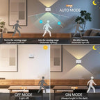 Motion Sensor Wall Light Indoor, Battery Operated Sconce 360°Rotate, Rechargeable Cordless Night Light, Touch Dimmable 3 Brightness, UP Down LED Wall Lamp for Stairs, Closet, Bedroom, Bathroom