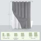 Inhousolu Boho Farmhouse Shower Curtain with Fabric Liner Set, Faux Linen Textured, 14 Metal Hooks Luxury Weighted Hem, Washable Wrinkle Free Bath Curtain for Hotel Bathroom 72" W x 78" LGrey
