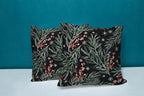 CAPSCEOLL 2PCS Black Branch Covers for Throw Pillows 18X18Inch Winter Christmas Berries Black Botanical Green Floral Forest Snowflakes Washable Pillow Covers for Bedroom Sofa Soft Throw Pillow Covers