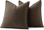 MIULEE Decorative Linen Pillow Covers 18x18 Inch Dark Coffee Boho Farmhouse Neutral Winter Couch Throw Pillows for Bed Pack of 2 Accent Modern Pillowcase Sofa Livingroom Home Decor