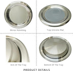 Stainless Steel Round Serving Tray,Metal Decorative Tray,Display Serving Platter for Wine and Glasses,12 Inches