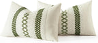 MIULEE Set of 2 Moss Green Boho Decorative Lumbar Pillow Covers 12x20 Inch Farmhouse Rustic Couch Throw Pillows Modern Summer Cushion Covers Retro Cute Macrame Woven Home Decor for Bed Sofa Chair