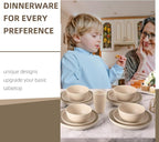Cream Plastic Plates and Bowls Sets Dishwasher and Microwave Safe Wheat Straw Dinnerware Sets for 8,Reusable Plastic Dishes Set Lightweight Unbreakable for Kitchen Camping Outdoor RV 32 Pcs