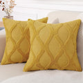 decorUhome Throw Pillow Covers 20x20 Inch Set of 2, Soft Plush Faux Fur Wool Mustard Yellow Couch Pillow Covers, Decorative Neutral Pillow Cases for Bed Sofa Living Room Home Decor