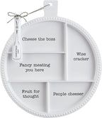 Mud Pie Melamine Charcuterie Board; board 15" x 13" dia | tongs 5 3/4"