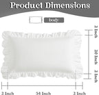 KKJIAF Ruffle Body Pillow Cases Set of 1, Ruffled Pillow Covers with Envelope Closure, Body Pillowcases Size of 20" x 54", Ruffled Long Pillow Shams, White