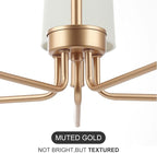 Chandelier, Muted Gold with White Fabric Shade, Farmhouse Linear Island Lighting Fixture for Kitchen, Dining Room (5-Light Muted Gold with Fabric Shades)