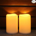 NURADA Large Outdoor Solar Candles Waterproof - 6" x 4" Rechargeable Solar Powered Flameless LED Pillar Flickering Candle for Patio Porch Lanterns Decor - Ivory White Set of 2