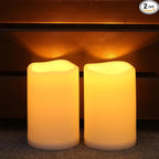 NURADA Large Outdoor Solar Candles Waterproof - 6" x 4" Rechargeable Solar Powered Flameless LED Pillar Flickering Candle for Patio Porch Lanterns Decor - Ivory White Set of 2