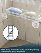 Consumest Over The Door Shower Caddy - 4 Tier Adjustable Hanging Shower Organizer Shelf with 2 Soap Holders & 22 Hooks, Rustproof Easy Installation Hanging Storage Rack for Bathroom, White