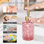 Glass Soap Dispenser with Pump, Hand Soap Dispenser for Hand Wash, Lotion Dispenser for Dishwashing Liquid, Lotion Shower Gel (Pink)