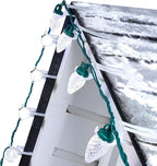 C9 LED Christmas Lights Outdoor, 68Ft 100 LED String with All in One Clips, Commercial Grade Waterproof Outdoor Christmas Lights for House Outside Roofline Xmas Decor, Pure White