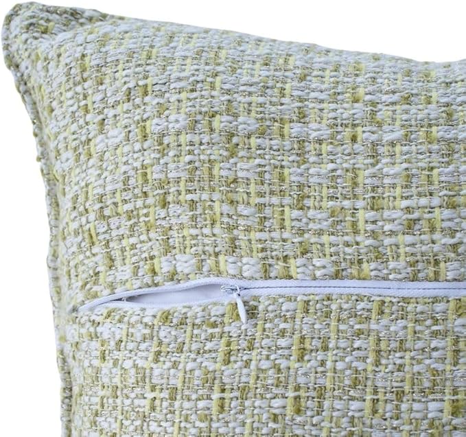 Luxury Tweed & Chenille Throw Pillow Covers – Set of 2 (18" x 18") with Soft and Luxurious Textures Decorative Throw Pillows for Couch, Bed, and Home Decor (Green)