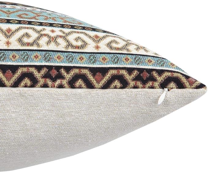 Large Kilim Throw Pillow Covers Turquoise and Black - 22 x 22 Inches Decorative Pillows, Retro Room Decor for Couch, Bohemian Square Case for Farmhouse, Southwestern, Middle Eastern