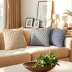 decorUhome Couch Throw Pillow Covers 26x26 Set of 2, Decorative Soft Plush Faux Wool Neutral Accent Pillow Covers for Bed Sofa Living Room, Light Khaki