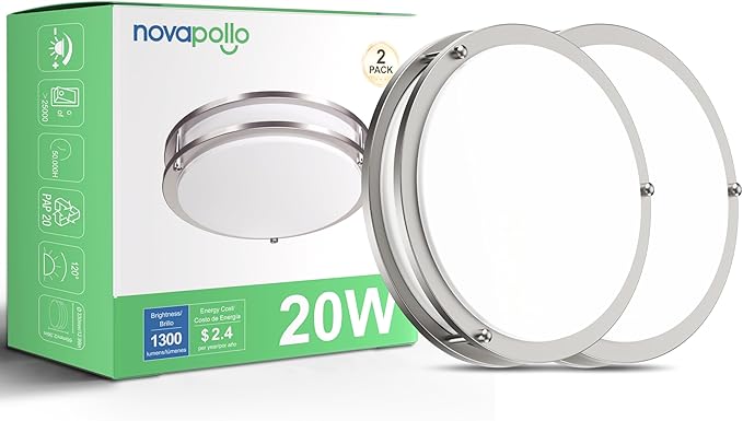 20W LED Ceiling Lights,1300lm Super Bright LED Ceiling Lights,13in Dimmable Flush Mount Light Fixtures,5CCT(5000K/4000K/3500K/3000K/2700K) Adjustable for Bedroom Kitchen Bathroom Hallway,2PACK