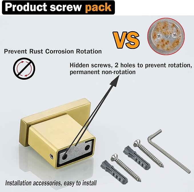 RANDOM Brushed Gold Towel Hook Modern Steel Clothes Rack Wall Mounted Coat Robe Clothes Hook for Bathroom Kitchen Home Garage 304 Stainless Steel Wall Hook 2 Pack 96009-8BG.