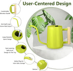 Watering Can Indoor Plants, 35oz Small Stainless Steel Metal Watering Can Modern Decorative Watering Pot with Long Spout for Indoor House Plant Bonsai Garden Flowers (Bright Green)