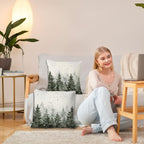JINYO Rustic Christmas Tree Winter Pillow Covers 18x18, Farmhouse Christmas Decor, Rustic Xmas Winter Forest Nature Snowflake Throw Pillow Covers for Home Living Room Bedroom Set of 2