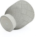 LuxenHome 16.5" H Concrete Tall Urn Planters, Large Outdoor Indoor Decorative Plant Pots with Drainage Holes and Rubber Plug, Modern Gray Glen Woven Pattern Flower Pot Planters for Home Garden Patio
