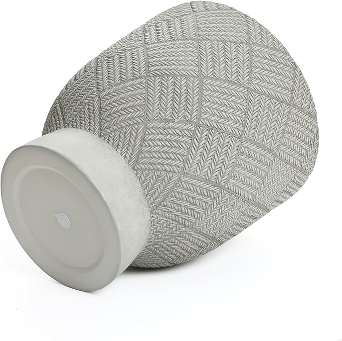 LuxenHome 16.5" H Concrete Tall Urn Planters, Large Outdoor Indoor Decorative Plant Pots with Drainage Holes and Rubber Plug, Modern Gray Glen Woven Pattern Flower Pot Planters for Home Garden Patio