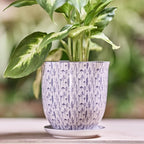 CHIVE ‘Liberte’ Ceramic Succulent Pots — 4.25” Cute Vintage Farmhouse Style Planters for Indoor Plants — Beautiful Home & Kitchen Decor — Blue Feathers
