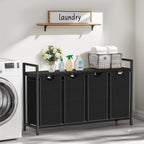 Laundry Hamper, Laundry Sorter with 4 Pull-Out Removable Oxford Fabric Bags Cloth Laundry Basket 4 x 10 Gallons (Charcoal Black)