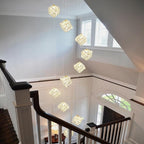10-Lights LED Staircase Chandelier Modern Foyer Crystal Chandeliers Large Gold Chandelier for High Ceilings,Crystal Pendant Light for Living Room Stairwell Dining Room Entryway