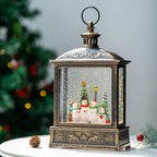 Christmas Snow Globe Swirling Glittering Snowman Choir with Music & Timer, USB Lined/Battery Operated Lighted Water Lantern for Christmas Festival Decoration Gifts