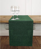 Solino Home Linen Table Runner 48 Inches - 100% Pure Linen Forest Green Table Runner 14 x 48 Inch Ideal for Dresser and Coffee Tables - Athena - Christmas, Thanksgiving