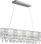 Crystal Linear Chandelier,Modern Rectangular Pendant Light, Glass Chandeliers Elegant Long Bar Hanging Light Fixture for Dining Room, Kitchen Island, Living Room