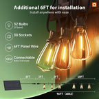 addlon 102FT(96+6) Solar String Lights Outdoor Waterproof with Remote, 30+2 LED Shatterproof Bulbs, 3 Modes, 8H Timeable & Dimmable, Solar Powered Hanging Patio Lights for Garden Backyard Porch Decor