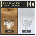 20” Modern Crystal Chandeliers, Chrome Round Chandeliers for Dining Room 3 Tiers 7 Lights Luxury K9 Crystal Ceiling Pendant Light Fixture for Foyer Bedroom Closet
