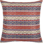 Kilim Throw Pillow Covers Red and Blue - 20 x 20 Inches Decorative Pillows, Boho Room Decor for Couch, Bohemian Outdoor Case for Farmhouse, Persian Shams, Aztec, Patio, Porch