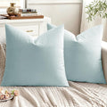 EMEMA Pack of 2 Velvet Pillow Covers Decorative Square Pillowcase Soft Solid Cushion Case for Sofa Bedroom Car 18x18 Inch Baby Blue