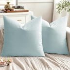 EMEMA Pack of 2 Velvet Pillow Covers Decorative Square Pillowcase Soft Solid Cushion Case for Sofa Bedroom Car 18x18 Inch Baby Blue